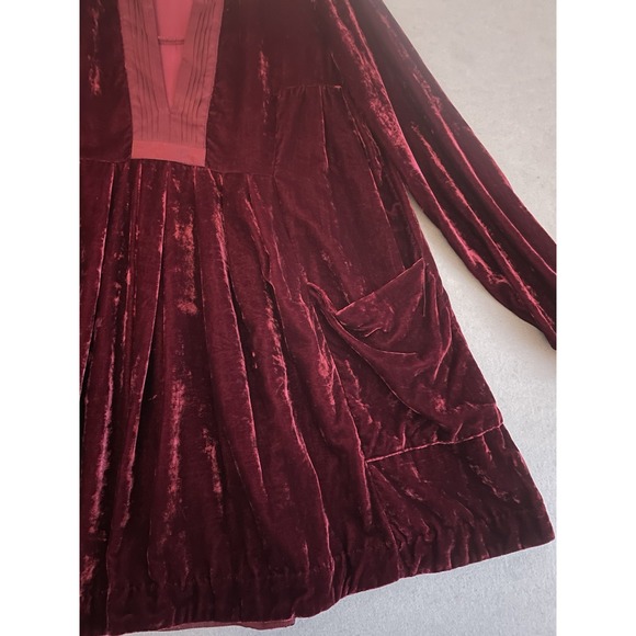 Free People Women S Velvet Tunic Dress Oversize Deep Red Christmas Royal Holiday - Picture 8 of 16